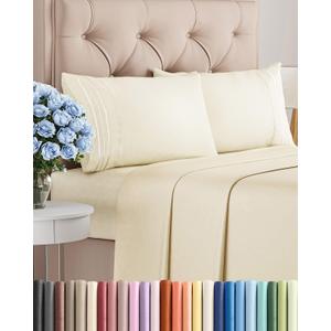 Queen Size 4 Piece Sheet Set  Comfy Breathable & Cooling Bed Sheets Set  Hotel Luxury Bedding for Women, Men, Kids, Teens, Boys & Girls  Deep Pockets, Soft and Wrinkle Free  OekoTex  Off White