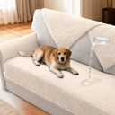 H.VERSAILTEX Waterproof Couch Cover Plush Sofa Cover with Strap Soft Anti Slip Sofa Slipcovers for 4 Cushion Sofa Couch Protector Cover for Dogs Cats Kids,36x96'',Beige
