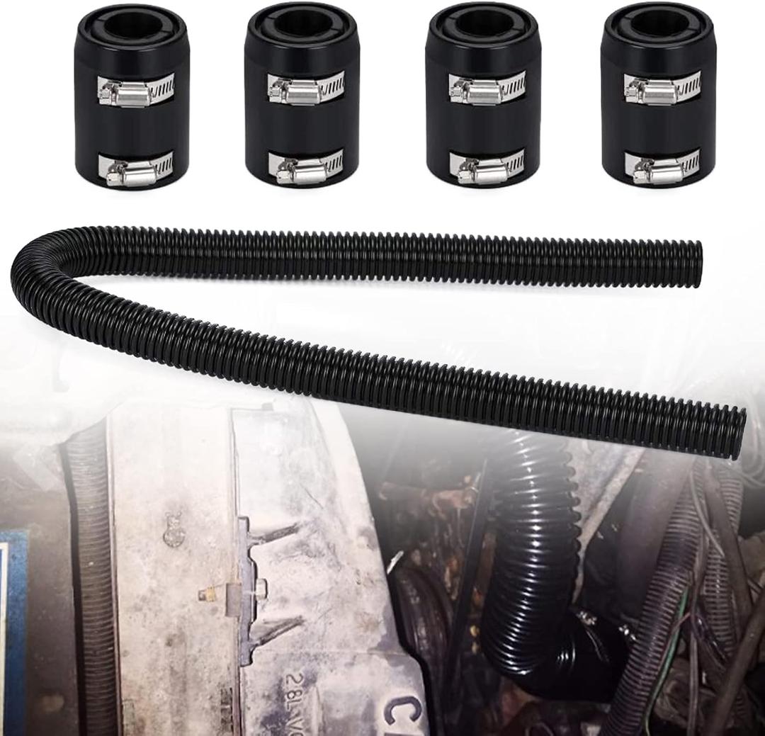 Universal 48" Flexible Radiator Hose Stainless Steel Universal Water Hoses Adapter Coolant Radiator Hose Kit Could be Used with 1-1/4", 1-1/2", 1-3/4" or 1-5/8" Radiator Necks