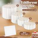 Marsui 8 Pcs Buffet Risers Food Display for Dessert Table Cake Riser Display Stands Acrylic Foldable Cardboard Cake Stands Tall Columns for Parties Birthday Wedding Pillars Decoration (Small)