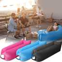Inflatable Lounger Air Sofa Hammock, Inflatable Couch for Camping, Portable Waterproof Anti-Air Leaking Pouch Couch Air Chair for Outdoor, Beach, Hiking, Picnics, Music Festivals (Black)