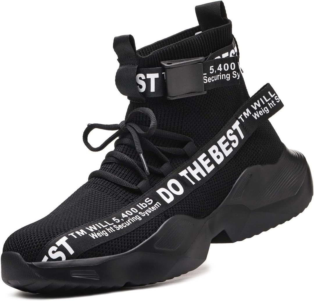 Furuian Steel Toe Shoes for Men Women Comfortable Lightweight Safety Snekaers Industrial Construction Work Shoes for Men (12 Women/10.5 Men, Alblack)