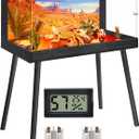 Royxen Bearded Dragon Tank, 31 Gallon Reptile Tank with Leg Stand,Built-in Lighting Reptile Enclosure, Tempered Glass Bearded Dragon Encloure for Chameleon (Black,24"x 16"x 16")