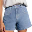 Sidefeel Women's Denim Shorts High Waisted Stretchy Jean Shorts with Pockets Iceland Blue Size 10