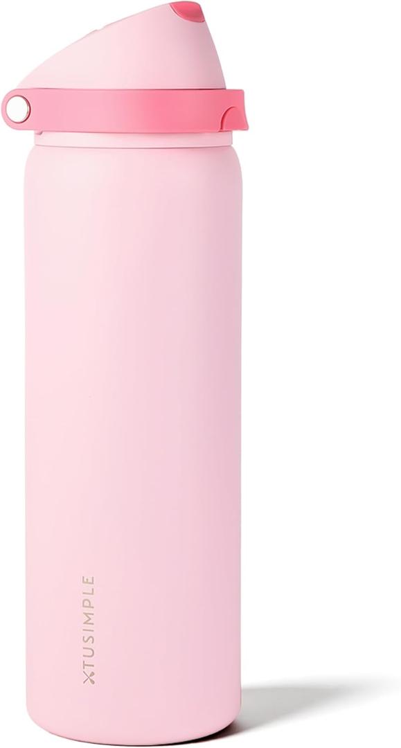 32 oz Stainless Steel Water Bottle with Straw, 2-in-1 Sip and Chug Lid, Triple Walled Vacuum Insulated Metal, Leakproof, BPA Free for Travel, School, Hiking, Gym, Pink