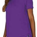 Beimuc Summer Tops for Women Short Sleeve Crewneck Tshirts Side Split Loose Fit Tunic Shirts (Purple, S)