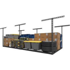 Jusgym 4X8FT Overhead Garage Storage Rack, 26"-40" Height Adjustable Garage Ceiling Storage Racks, Heavy Duty Metal Overhead Storage Organizer System, 750LBS Weight Capacity