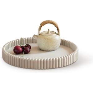 Coffee Table Tray, Home Decor Round Tray, Concrete Gray Coffee Table Decor Trays, Serving Decorative Trays for Dining Table (11")