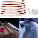 Seaponer Pontoon Boat Lights Battery Operated, Marine LED Strip for Duck Bass Sail Kayak, Wireless Waterproof Lights Strips for Deck Interior Courtesy Lights, Boat Accessories, 5m(16.4ft) (white)