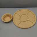 CHEF'S UNIQUE 6-in-1 Bamboo Cake Stand with Dome  Multifunctional Serving Platter, Punch Bowl, Salad Bowl, Chip & Dip Tray, Dessert Display with Clear Acrylic Cover