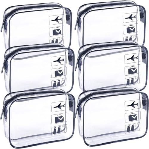 TREALDATE Clear Makeup Bags TSA Approved Toiletry Bag-4Pack，Clear TravelBags for Toiletries, Carry on Airport Airline Compliant Bag,Black