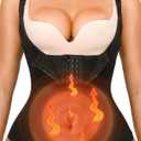 YADIFEN Waist Trainer for Women, Zipper Corset Body Shaper for Tummy Control Neoprene Cincher Sweat Sauna Vest Tank Top (Large, Black-fixed Shoulder Straps)