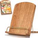 Cookbook Stand for Kitchen Counter Adjustable - Wood Recipe Book Holder for Convenient Cooking Fit iPad Tablet Recipe Book Holder