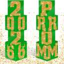 Queekay 8 Pcs Prom Column Standup Photo Booth Decorations 2026 Prom Backdrop Balloon Boxes Cardboard Decoration Column for Party College, 11.8 x 44.9 Inch(Green, Gold)
