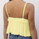 Women's Ruffle Hem Sleeveless Cami Top V Neck Yellow Tops Spaghetti Strap Summer Camisole Tops (Yellow, M)