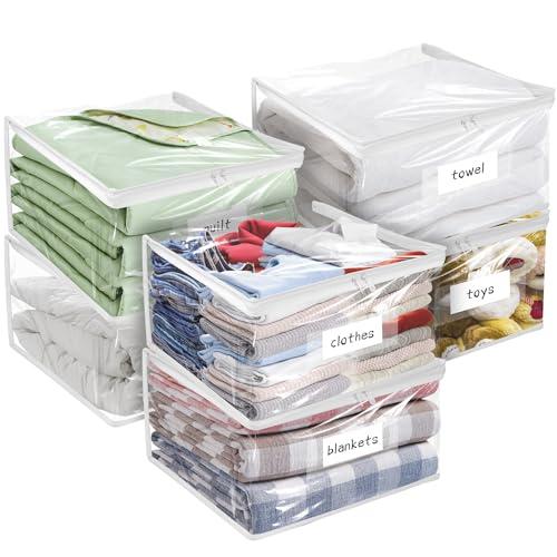 Plastic Storage Bags with Easy-Glide Zipper, Pack of 6, Durable Clear Vinyl Zippered Storage Bags for Clothes Sweaters Comforters Blankets Sheets Bedding (18 x 15 x 9 Inch)