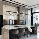 Modern Kitchen Island Light Fixtures 3000K-6500K Black Pendant Lights Fixture with 59.05 inch Soft Silicone Lamp Strip DIY Outlook Modern Linear Chandelier for Table Dining Room Island