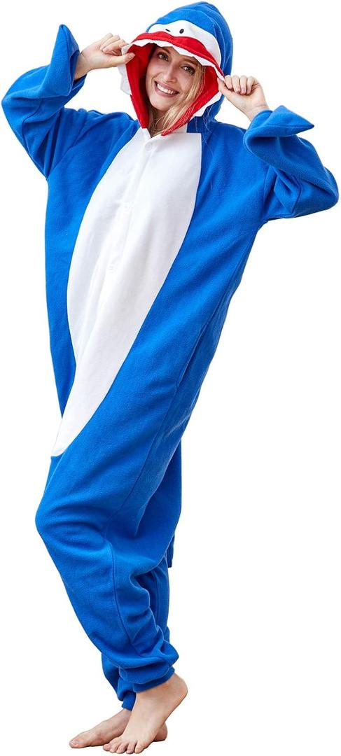 Unisex Adult Cartoon One-piece Shark Cosplay Costume, Small, Shayu