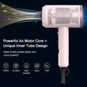 Slopehill Professional Ionic Hair Dryer, Powerful 1800W Fast Drying Low Noise Blow Dryer with 2 Concentrator Nozzle 1 Diffuser Attachments for Home Salon Travel (Pottery Pink and Rose Gold)