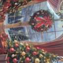 Winter Christmas Photography Backdrop for Christmas Family Holiday Party Decorations, Xmas Rustic Wooden Window Winter Snow Scene Photography Background, Xmas Party Decor Banner, 84*59