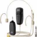 Wireless Headset Microphone, UHF Skin Tone Head Mic Speaker System, Beige Professional Voice Amplifier Microphones, with 164ft Range, Ideal for Teachers Tour Guides Fitness Coaches Conferences (U12B)