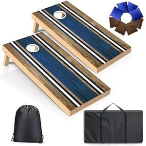 Regulation 4x2ft Cornhole Board Set Solid Wood with 8 Bean Bags for Outdoor