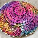 32 Inch Floor Pillow Cover Only Cushion Cover Pouf Covers Seating Seat Ottoman Cases Round Boho Tie Dye Mandala Throw Pillows Case Hippie Home Decor (32 Pillow Cover,Without Insert) (32" x 32" (Pack of 1))