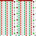 2 Pack Christmas Party Streamers Tinsel Curtain Backdrop Christmas Foil Fringe Curtain with 2 Pack Garlands for Party Photo Booth Backdrop Birthday Decorations (Silver Green Red)