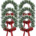 6 Pack Christmas Wreath 9.5" with Silk Red Classic Bow Wreath Crafts for Door Decoration Pine Indoor Outdoor Decoration Home Window Holiday