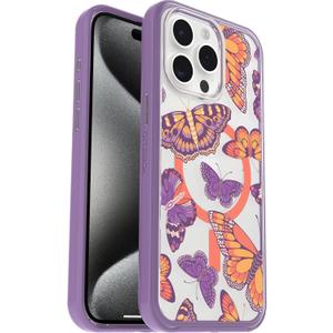 OtterBox iPhone 15 Pro MAX (Only) Symmetry Series Clear Case - BUTTERFLY FLUTTER (Purple), Snaps to MagSafe, Ultra-Sleek, Raised Edges Protect Camera & Screen
