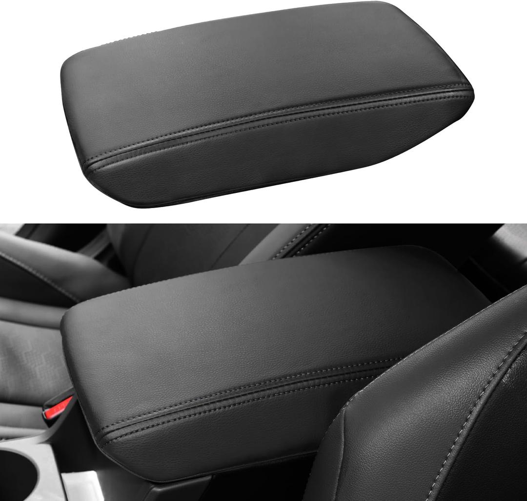 INTGET for 2026 Subaru Crosstrek/Impreza Accessories 2024 2025 Center Console Armrest Cover Leather Arm Rest Box Lid Car Middle Seat Cover Protector (Black Stitches, 2024+)