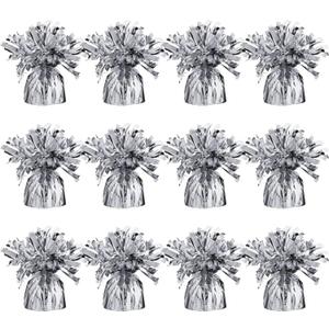 Silver Balloon Weights, Heavy Balloon Weight Pack of 12 Metallic Foil Weights for Balloons, Birthday Party & Wedding Table Centerpiece Ballon Weight 4.8 DIY Ballon Weights for Helium Balloons