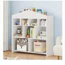 IDEALHOUSE Toy Storage Organizer 9-Cubby Kids Bookshelf 40.7in Width White Bookcase Toddlers Playhouse Cabinet Shelf for Boys Girls Wooden Cubby Storage Toy Shelf for Playroom, Nursery, Kids Room