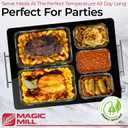 Magic Mill Premium-Grade Glass Food Warmer for Parties Buffet, XL Stainless Steel Modern Electric Warming Tray, Adjustable Temperature Control, Advanced Precision-Engineered Heating System Size-21x16