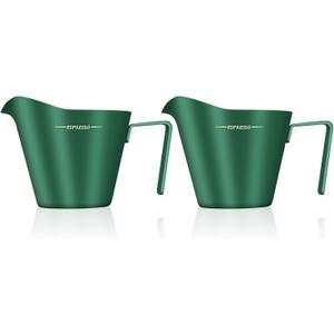 IKAPE Espresso Measuring Cup, 304 Anti-scald Stainless Steel Espresso Shot Cups 2Pcs with Handle, Coffee Pouring Cup for Barista Tool Accessories(Green)