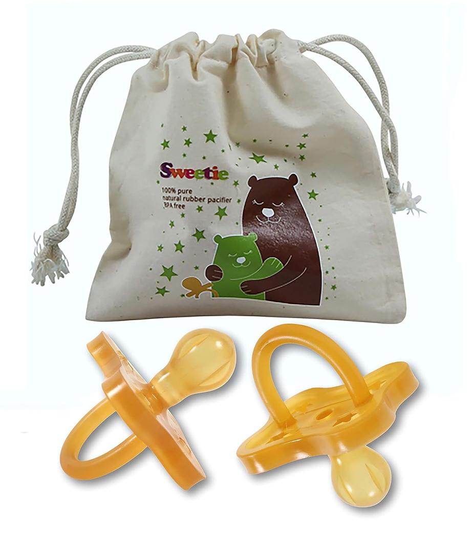Sweetie Rubber Pacifier Star Shape Rubber Natural Rubber with Rounded Nipple 1 Count (6-12 Medium)