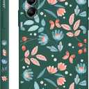 for Samsung Galaxy A15 5G Case Creative Flower Pattern Slim Liquid Silicone Cell Phone Protective for Galaxy A15 5G Cover-Leaf Green