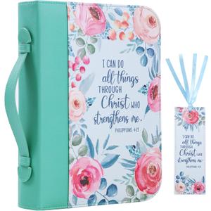 Bible Cover Case for Women PU Leather Woman Book Carrying Bag Bible Study Sipples Accessories with PU Bookmark Journaling Kit Christian Gifts