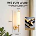 Alabaster Wall Sconce Light LED 3000K Modern Brass Wall Sconces with Natural Stone Shade, Indoor Wall Lights for Bathroom, Bedroom, Hallway (Single Head), 12 inches x 12 inches x 19 inches