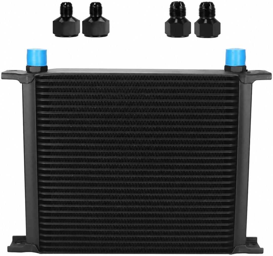 30 Row 10AN AN10 Aluminum Engine Transmission Oil Cooler Kit Stacked Plate With 6AN 8AN Adapter Universal Engine Transmission British Radiator Black