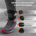 2 x Gym Ankle Straps for Cable Machines, Thick Padded Ankle Cuff Cable Attachment for Booty Workouts, Kickbacks, Hip Abductors, Lower Body Exercises