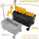 Collapsible Wagons Carts Foldable Heavy Duty, 500LBS Collapsible Wagon Cart Foldable with Wheels & Brakes, Large Folding Wagon Cart Utility for Camping, Picnic, Beach, Grocery, Sport, Shopping