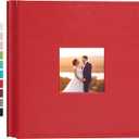 potricher Small Photo Album 4x6 200 Photos Leather Cover Picture Book with 200 Horizontal Pockets for Family Wedding Anniversary and Baby (Red)