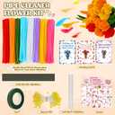 800PCS Pipe Cleaners Flower Kit, Pipe Cleaner Bulk Craft Flower Making Kit with Instruction, 8 Colors Thick Chenille Stems for Arts DIY Craft Supplies with Greeting Card, Floral Wires, Tape, Stamen