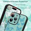 for iPhone 15 Pro Case with Finger Strap Holder, Cute Cool Butterfly Print Pattern Design for Women Men, Shockproof Anti Scratch Hand Kickstand Protective Cover, Green