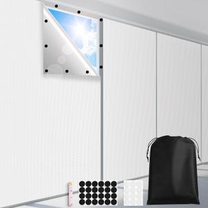 100% Blackout Curtains 79" x 57" Blackout Window Cover Travel Blackout Blinds for Nursery Bedroom Dorm Room Windows Temporary Blackout Shades for Night Shift Worker Traveler, White & Silver