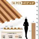 WPC Acoustic Slat Wall Panels 16-Pack 47.2'' x 6'', Accent 3D Wall Panel for Interior Wall Decor, Waterproof Fluted Textured Panel Wall Slats,Solid Elm (Cover Approx.32 sq.ft)