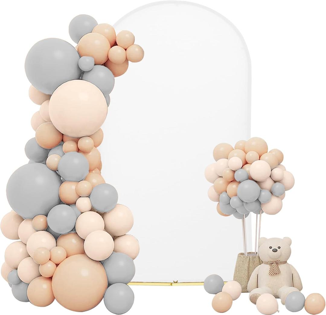 Chiara Spandex Wedding Arch Cover - 7.2FT Round Top Stretchy White Double-Side Arch Cover for Banquet Party Ceremony Shower Decoration