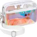 PACKISM Clear Bag for Stadium Events - Clear Purses for Women Stadium Crossbody Concert Bag for Game Day, Sports, Festival (Holographic White)