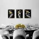 WELMECO Skull Wall Decor Gothic Room Decor Pictures Skull Art Painting Halloween Decoration 12"x16"x3 Pieces (Gold)